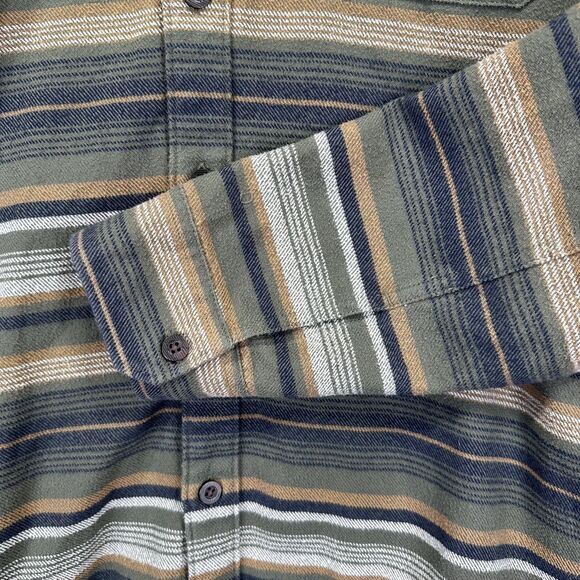 ASCEND Mens Medium Long Sleeve Hooded Shirt Jacket Shacket Green Black Stripe - Picture 9 of 12